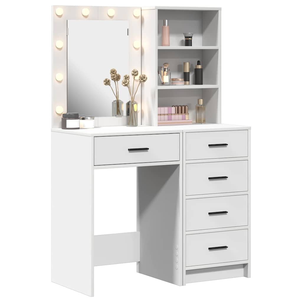 Mesa de tocador con cajón 2 pcs Blanco 50 x 41 x 135 cm
