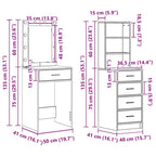 Mesa de tocador con cajón 2 pcs Blanco 50 x 41 x 135 cm