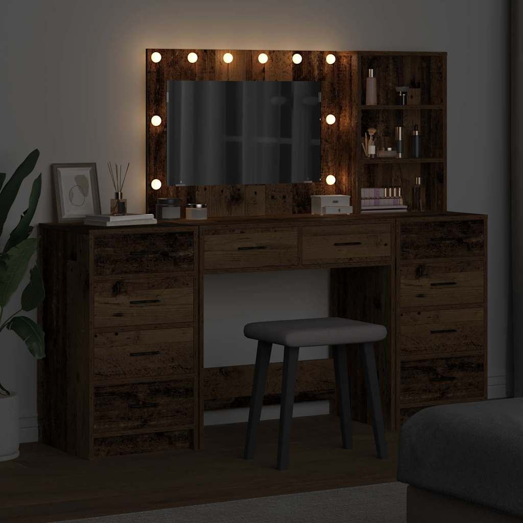 Mesa de tocador con cajón 3 pcs Marrón 40 x 41 x 135 cm