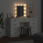 Mesa de tocador con cajón 3 pcs Blanco Madera contrachapada