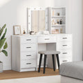 Mesa de tocador con cajón 3 pcs Blanco Madera contrachapada