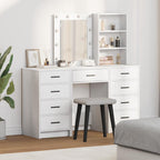 Mesa de tocador con cajón 3 pcs Blanco Madera contrachapada