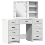 Mesa de tocador con cajón 3 pcs Blanco Madera contrachapada