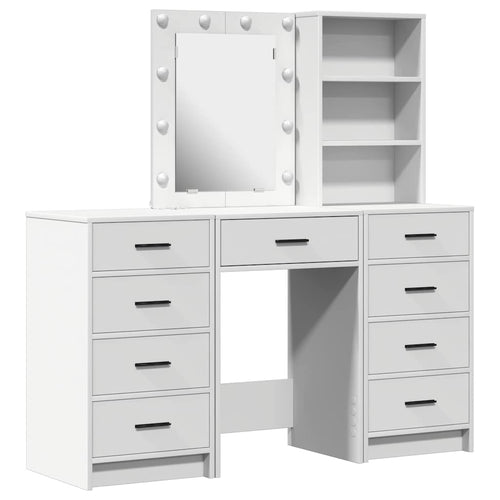 Dressing Table with Drawer 3 pcs White Plywood