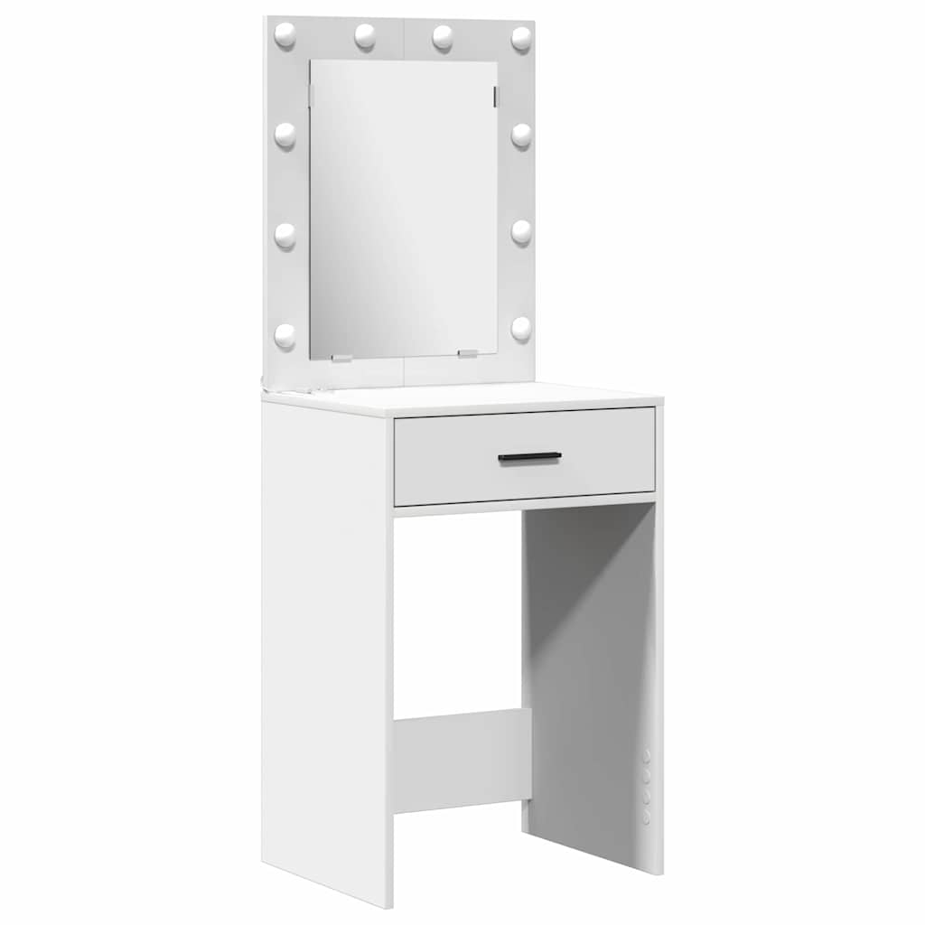 Mesa de tocador con cajón 3 pcs Blanco Madera contrachapada