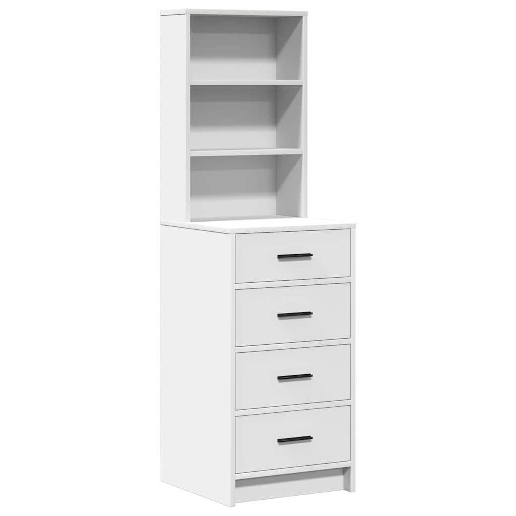 Mesa de tocador con cajón 3 pcs Blanco Madera contrachapada
