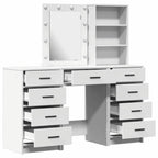 Mesa de tocador con cajón 3 pcs Blanco Madera contrachapada