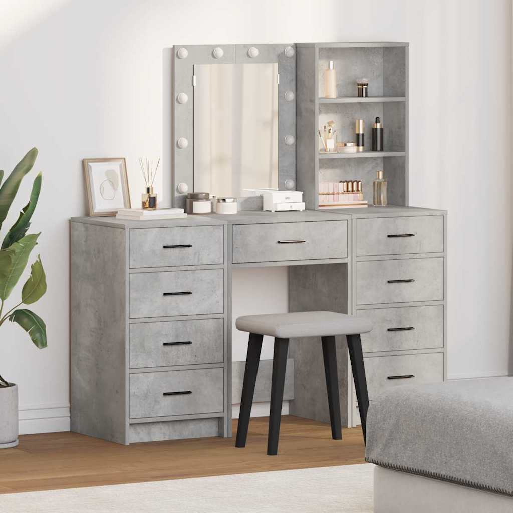 Mesa de tocador con cajón 3 pcs Blanco Madera contrachapada