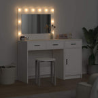 Mesa de tocador con cajón 2 pcs Blanco Madera contrachapada
