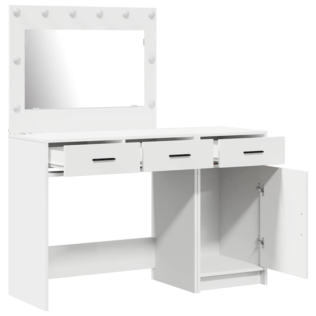 Mesa de tocador con cajón 2 pcs Blanco Madera contrachapada