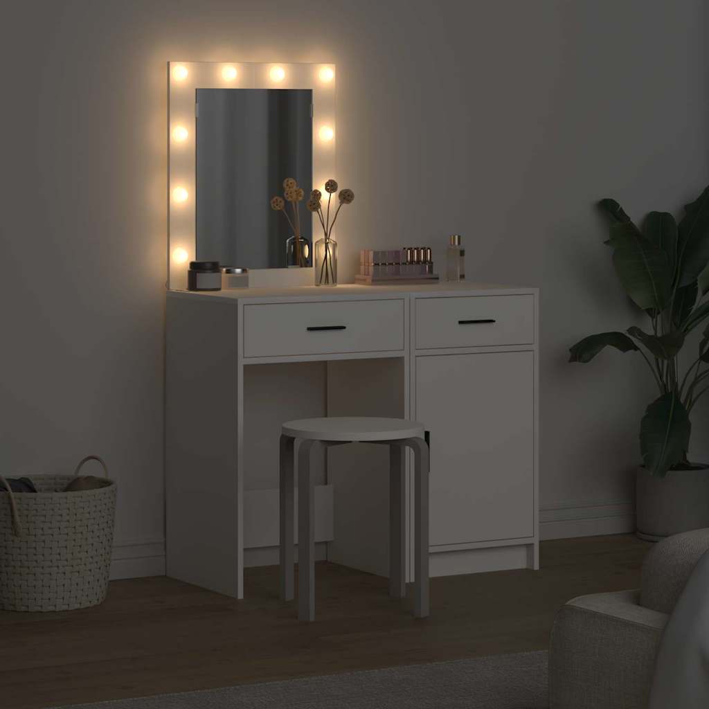 Mesa de tocador con cajón 2 pcs Blanco 50 x 41 x 135 cm