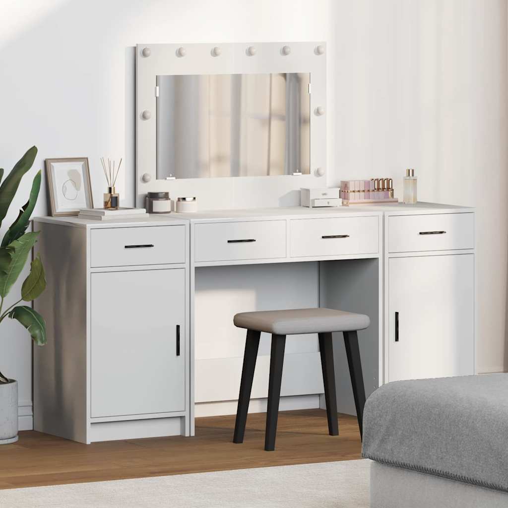 Dressing Table with Drawer 3 pcs Grey Engineered Wood