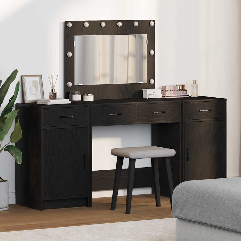 Dressing Table with Drawer 3 pcs Grey Engineered Wood