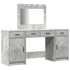Mesa Tocador con cajón 3 pcs Gris Madera de ingeniería