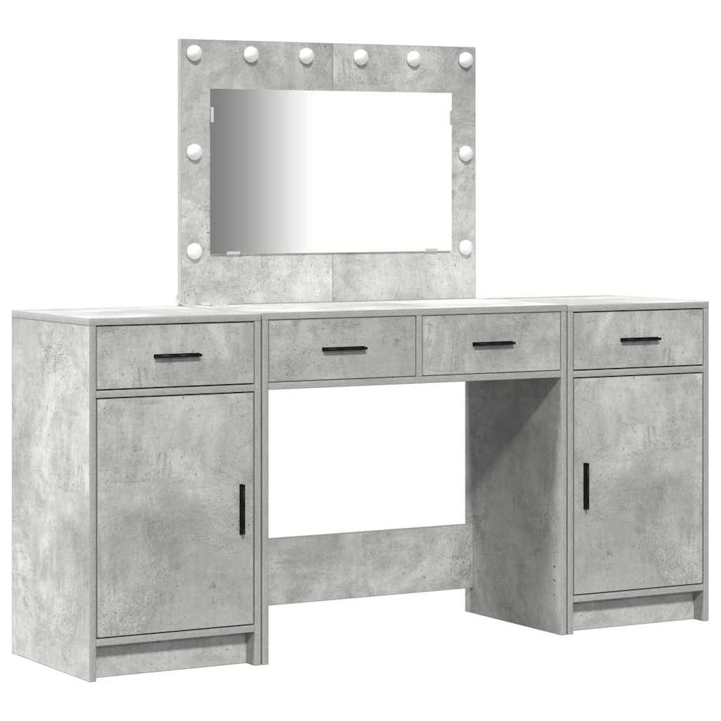 Mesa Tocador con cajón 3 pcs Gris Madera de ingeniería