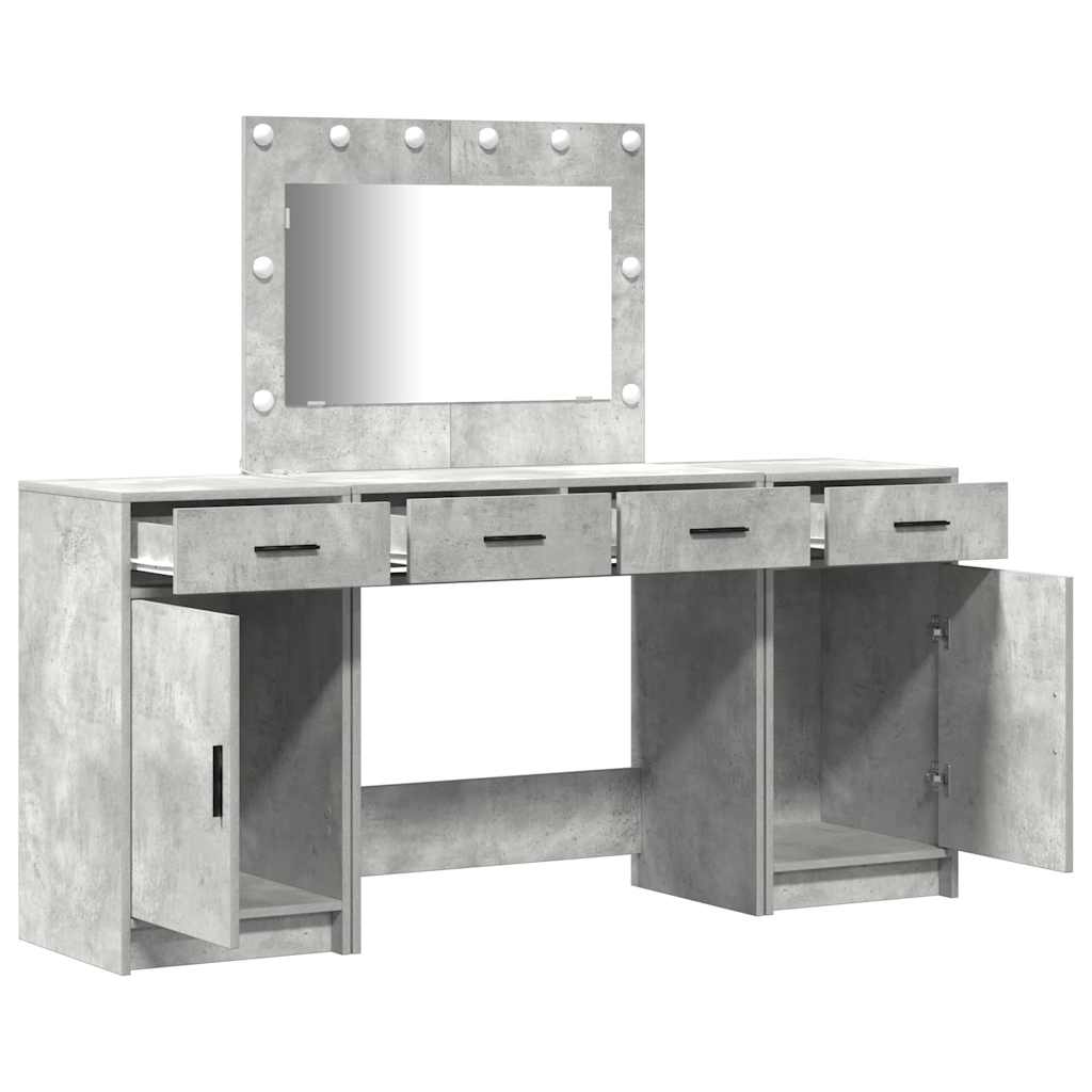 Mesa Tocador con cajón 3 pcs Gris Madera de ingeniería