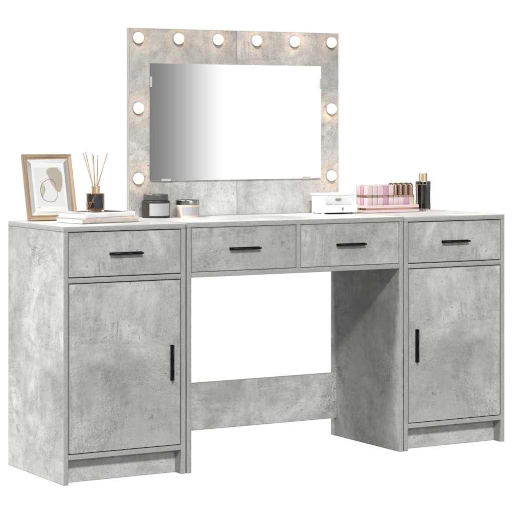 Mesa Tocador con cajón 3 pcs Gris Madera de ingeniería