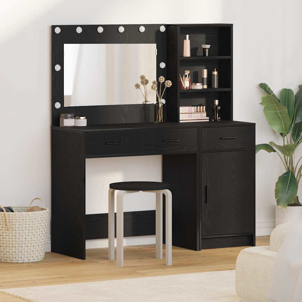 Mesa Tocador con cajón 2 pcs Gris Madera de ingeniería
