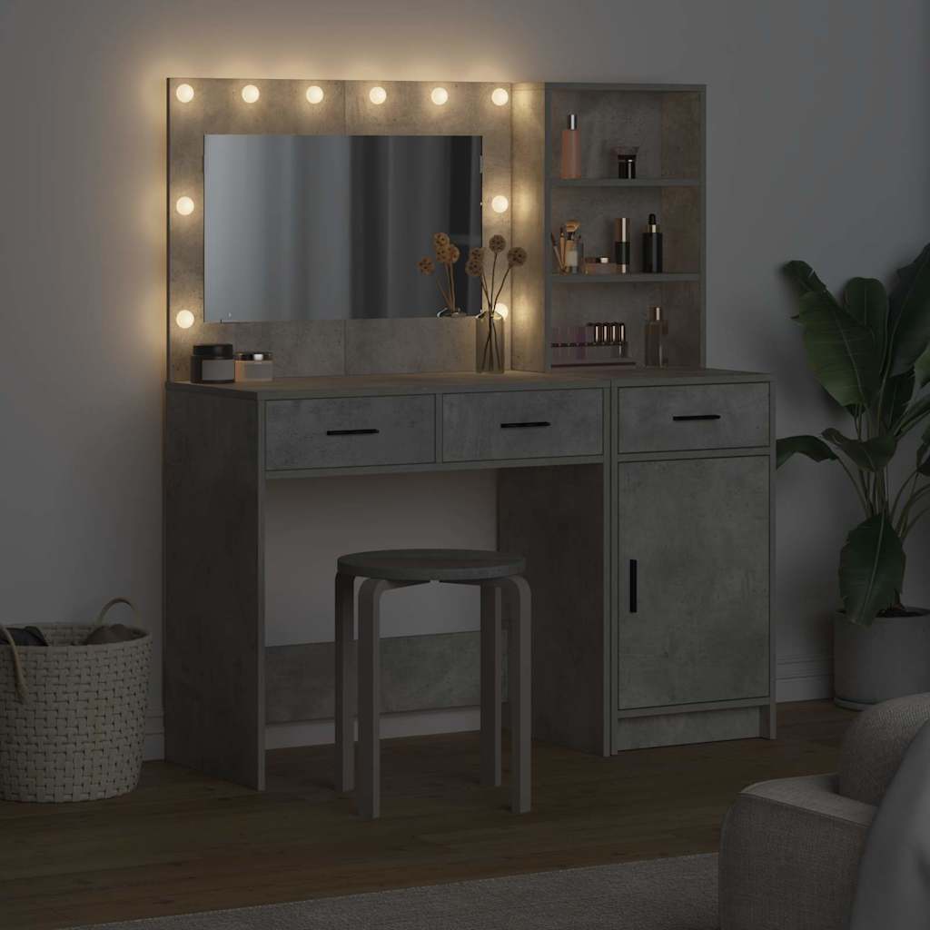 Mesa Tocador con cajón 2 pcs Gris Madera de ingeniería