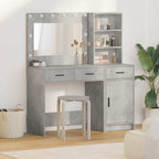 Mesa Tocador con cajón 2 pcs Gris Madera de ingeniería