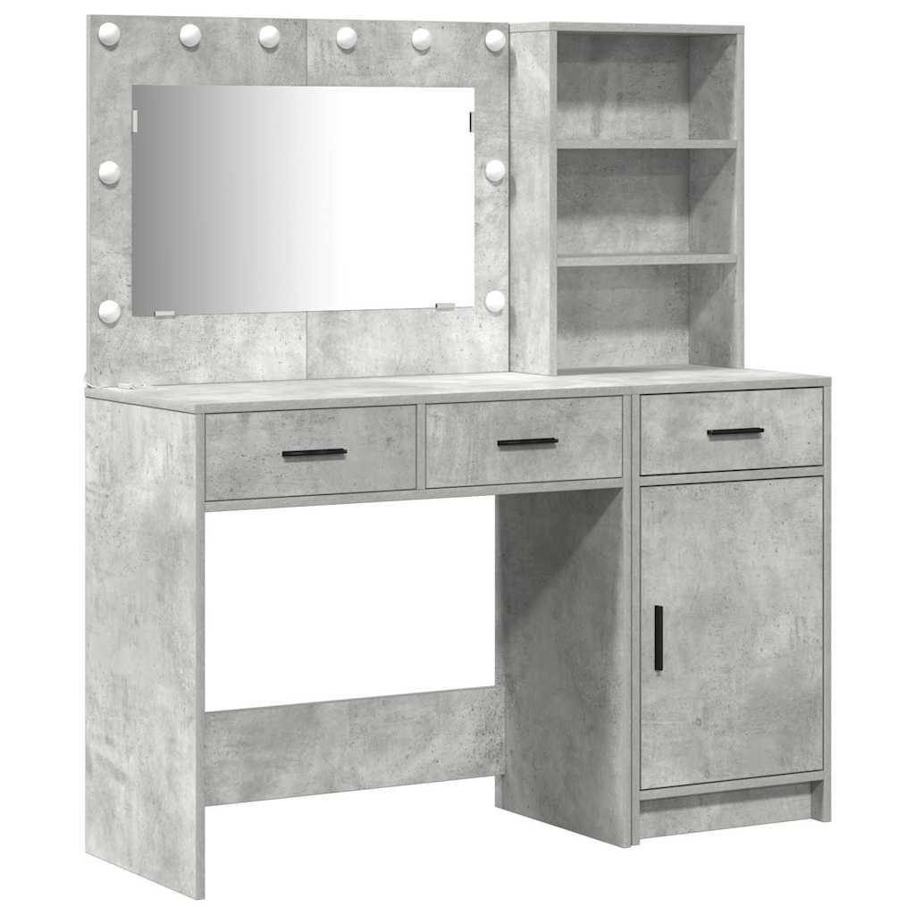 Mesa Tocador con cajón 2 pcs Gris Madera de ingeniería