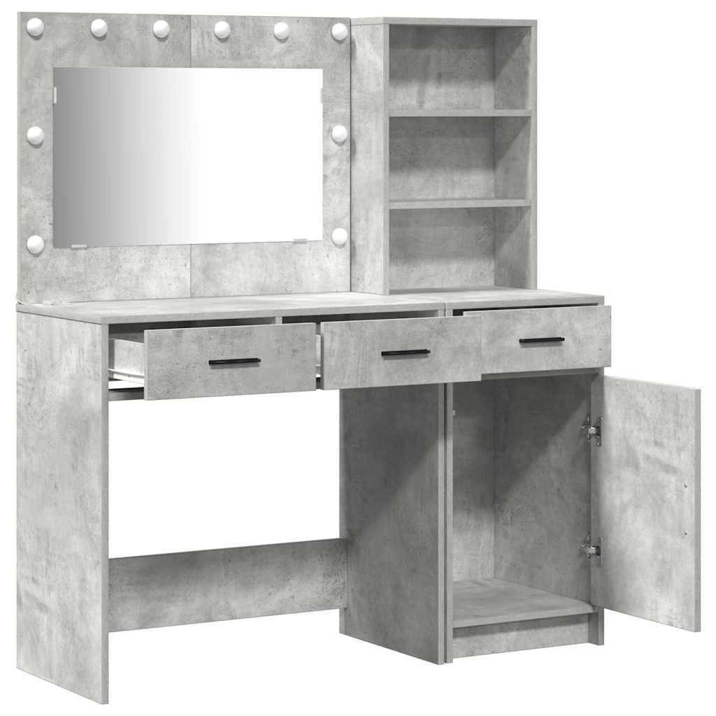 Mesa Tocador con cajón 2 pcs Gris Madera de ingeniería