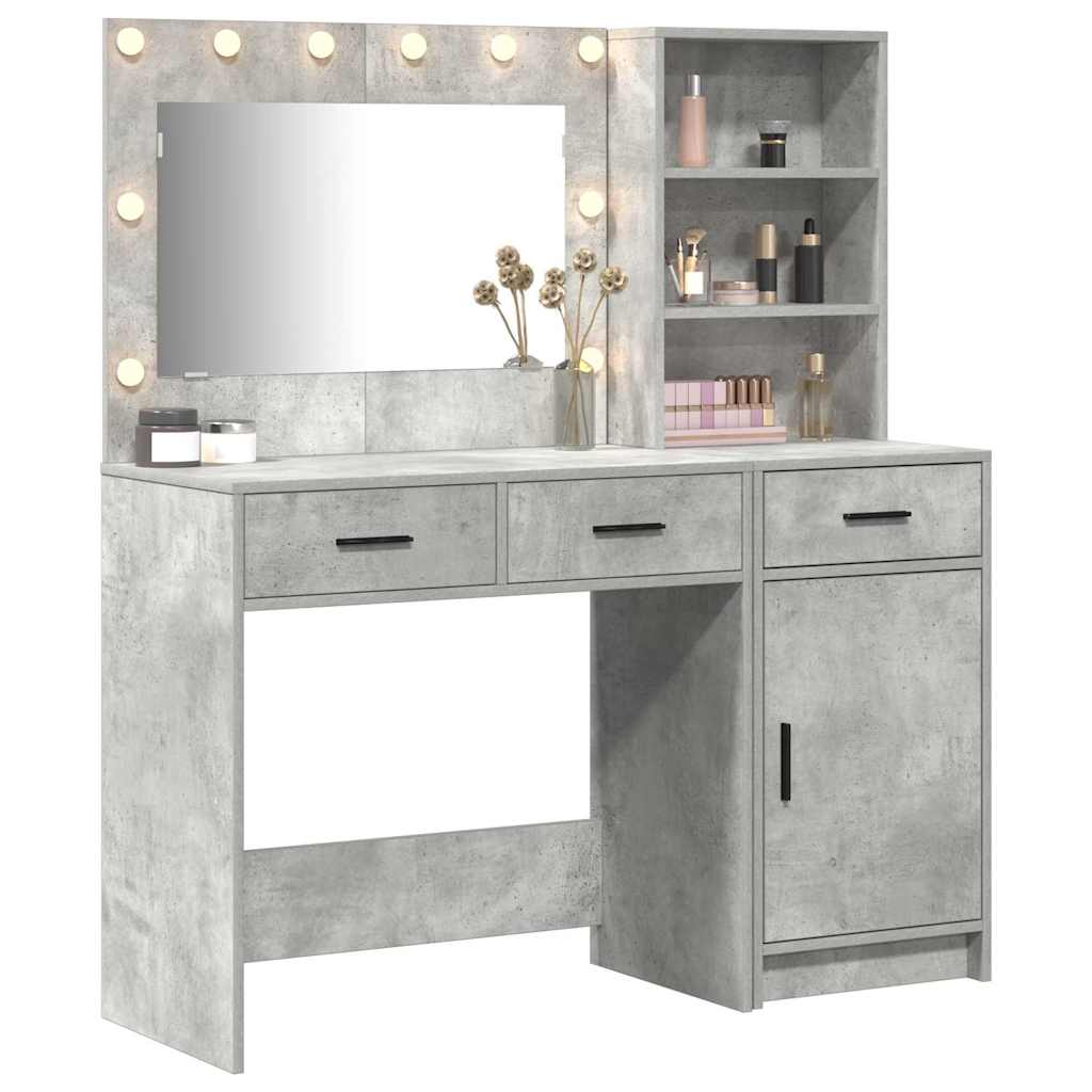 Mesa Tocador con cajón 2 pcs Gris Madera de ingeniería
