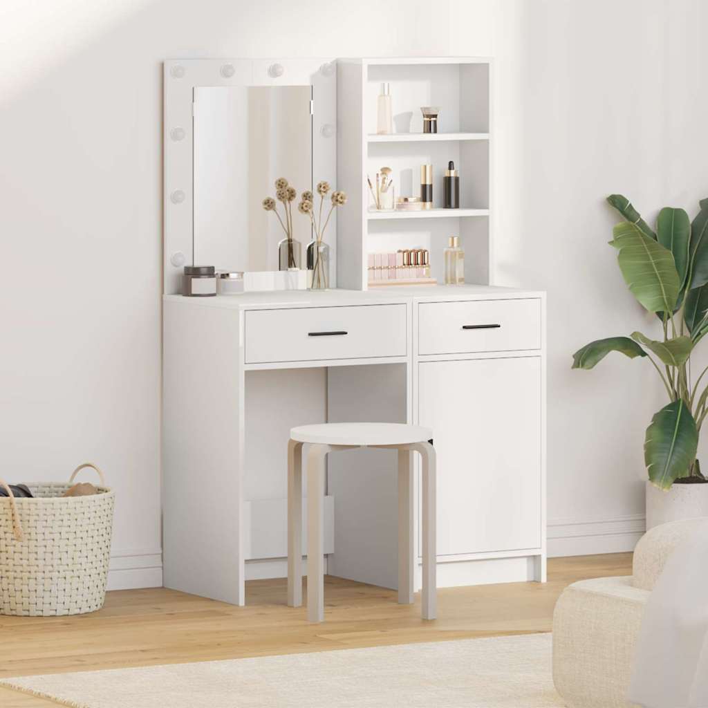 Dressing Table Set with LED 2 pcs Concrete Grey