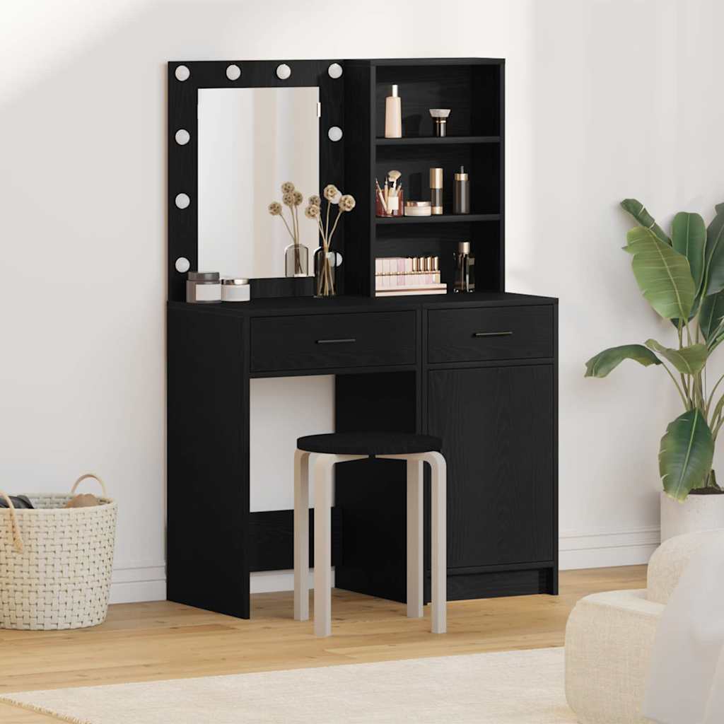 Dressing Table Set with LED 2 pcs Concrete Grey