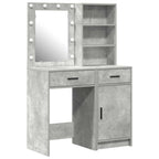 Conjunto de mesa de vestidor con LED 2 pcs Gris Concreto