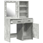 Conjunto de mesa de vestidor con LED 2 pcs Gris Concreto