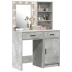 Conjunto de mesa de vestidor con LED 2 pcs Gris Concreto