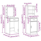 Conjunto de mesa de vestidor con LED 2 pcs Gris Concreto
