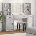 Conjunto de mesa de vestidor con LED 3 pcs Gris Concreto