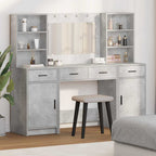 Conjunto de mesa de vestidor con LED 3 pcs Gris Concreto
