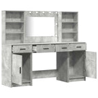 Conjunto de mesa de vestidor con LED 3 pcs Gris Concreto