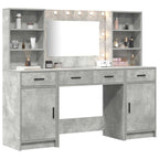 Conjunto de mesa de vestidor con LED 3 pcs Gris Concreto