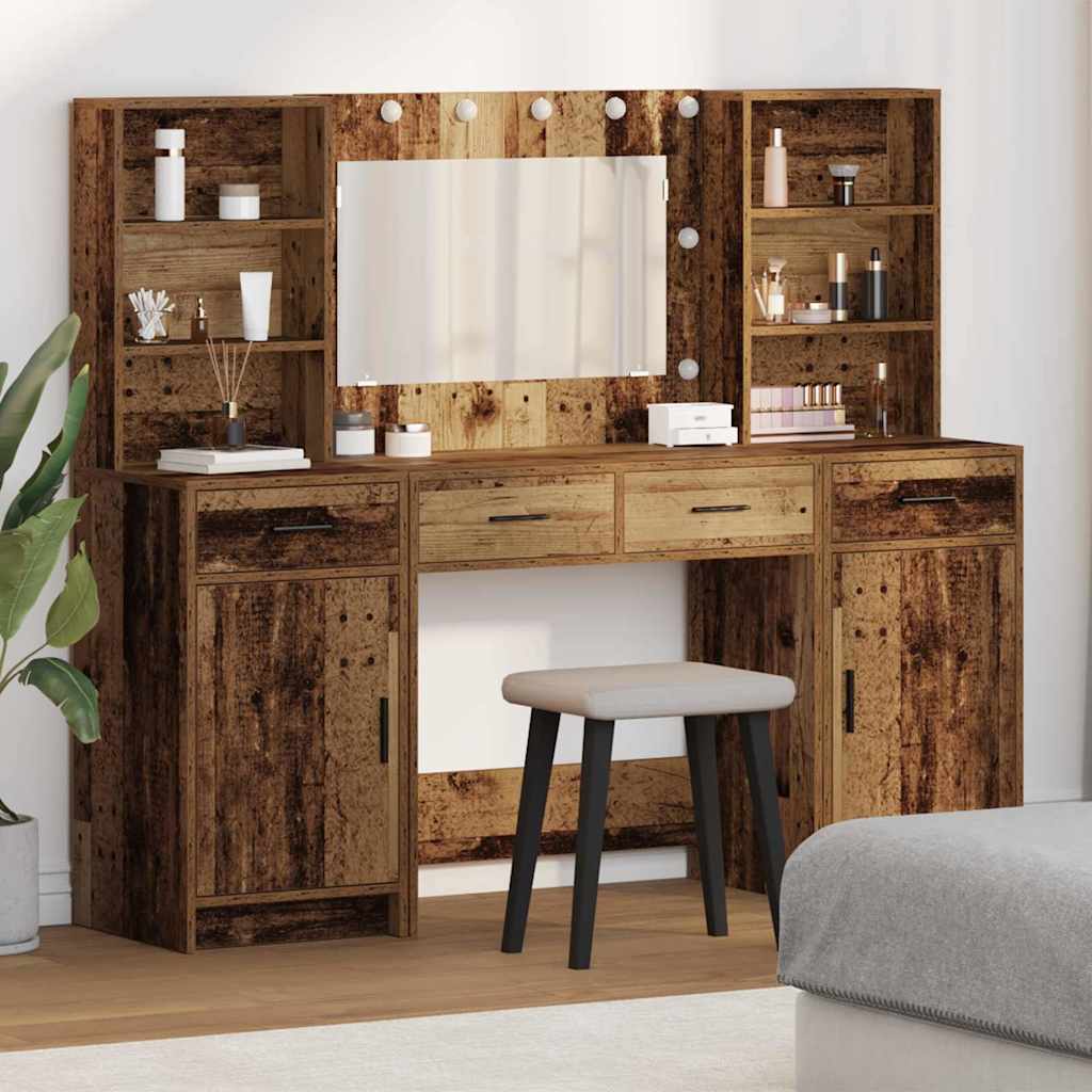 LED Dressing Table Set 3 pcs Concrete Grey