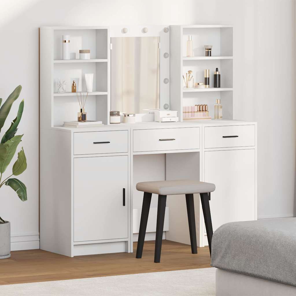Concrete Gray 3-Piece LED Dressing Table Set