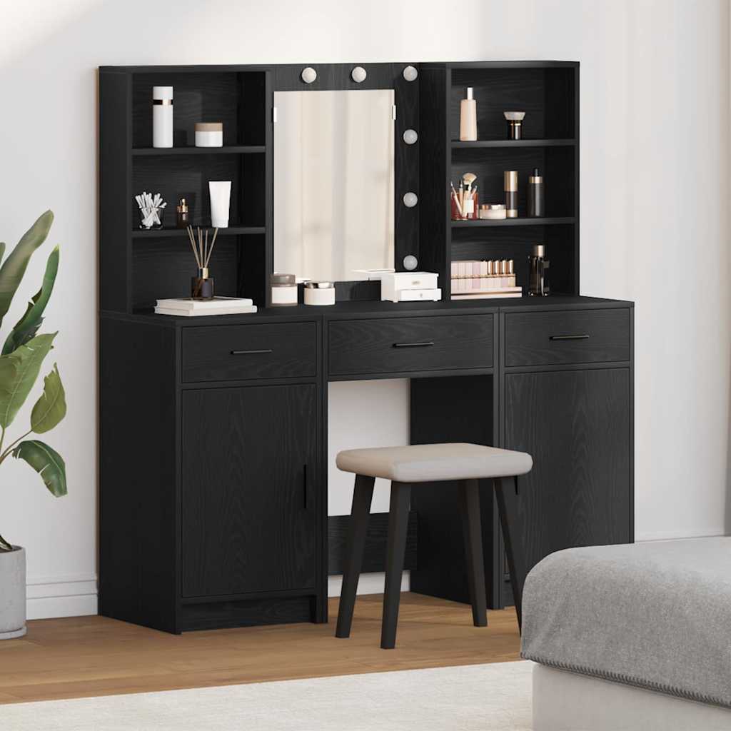 Concrete Gray 3-Piece LED Dressing Table Set