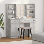 Conjunto de mesa de vestidor con LED 3 pcs Gris Concreto