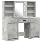Conjunto de mesa de vestidor con LED 3 pcs Gris Concreto