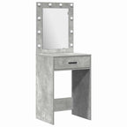 Conjunto de mesa de vestidor con LED 3 pcs Gris Concreto