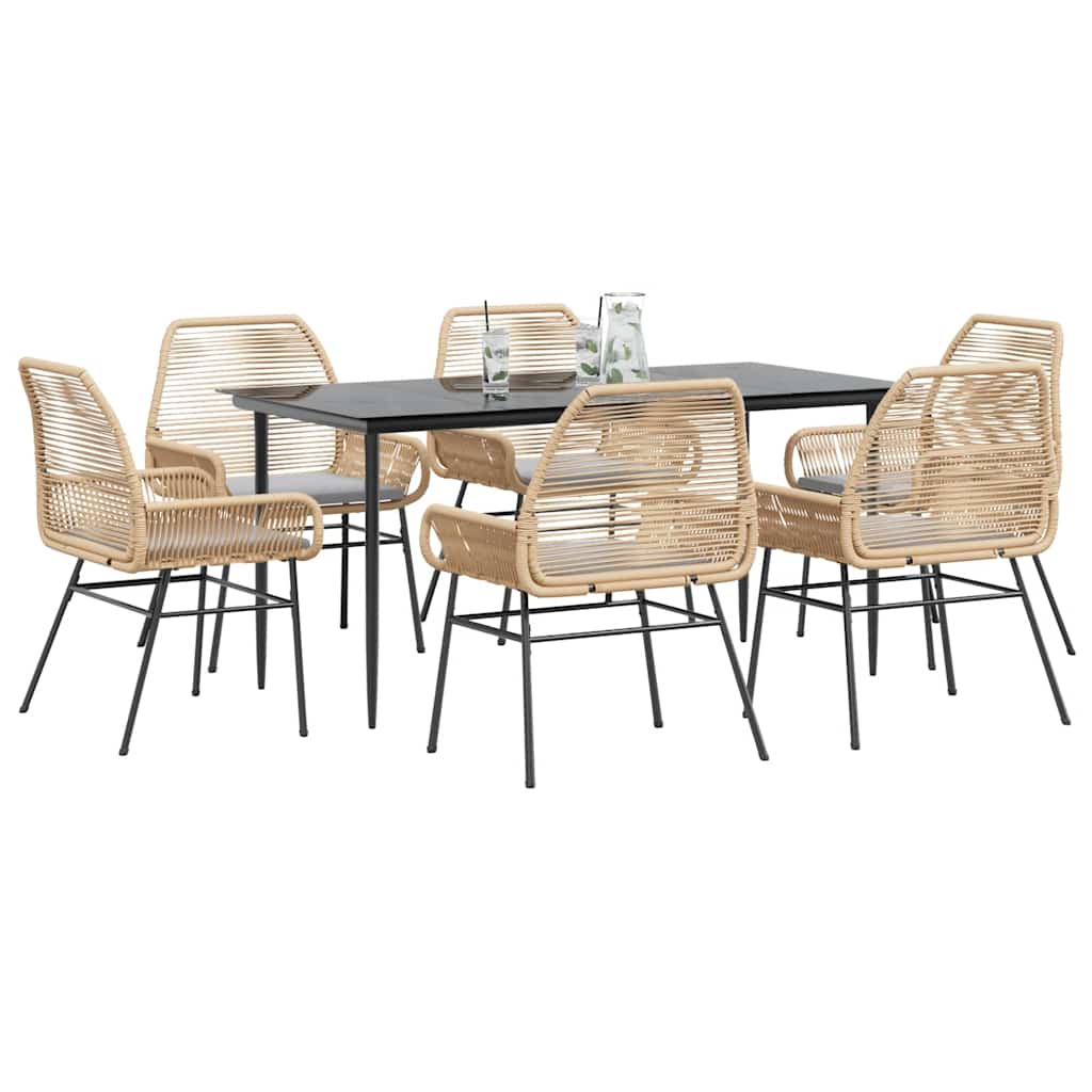 Juego de comedor de jardín 7 piezas ratán sintético negro