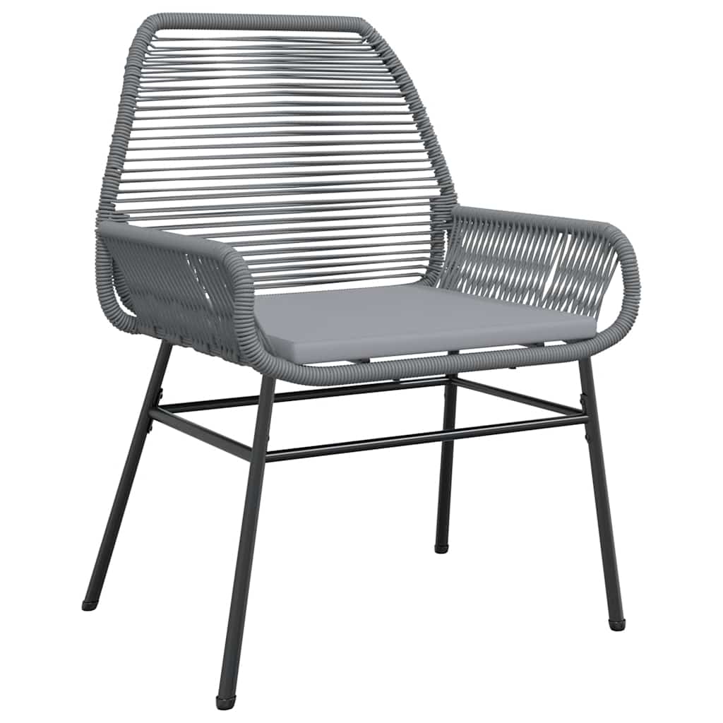 Juego comedor jardín 3 pzas cojines ratán sintético vidrio gris