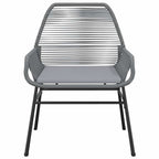 Juego comedor jardín 3 pzas cojines ratán sintético vidrio gris