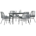 Juego comedor jardín 3 pzas cojines ratán sintético vidrio gris