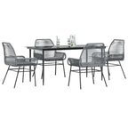 Juego comedor jardín 3 pzas cojines ratán sintético vidrio gris