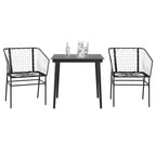 Juego de comedor para jardín 9 piezas textilene negro
