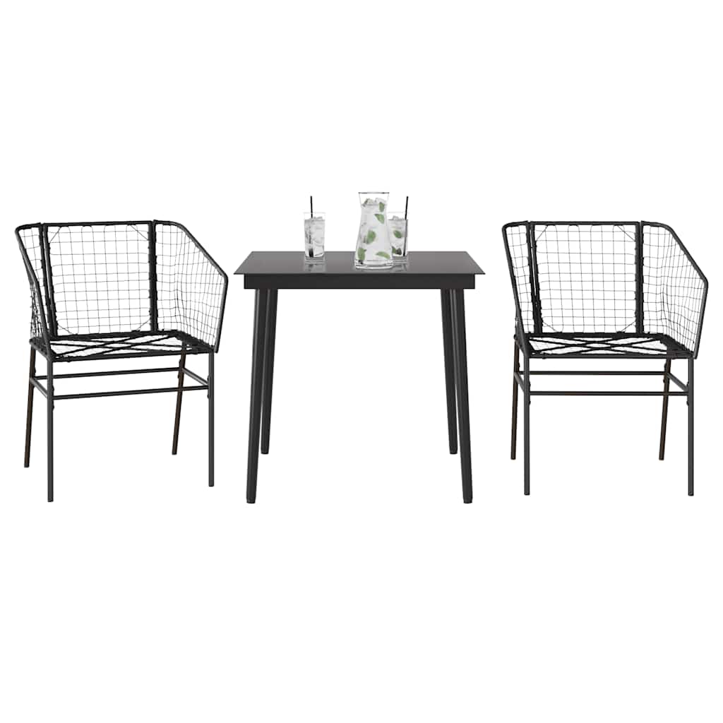 Juego de comedor para jardín 9 piezas textilene negro